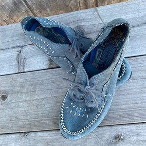 Hush Puppies Blue Suede Leather Shoes Size 7